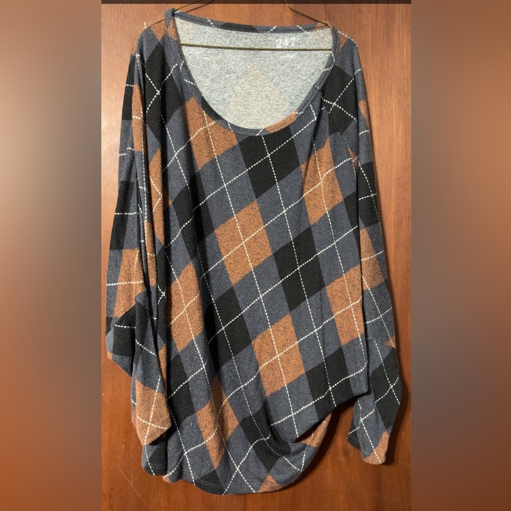 Maurice’s XXL size 2 Black and Brown Oversized Long Sleeve Blouse